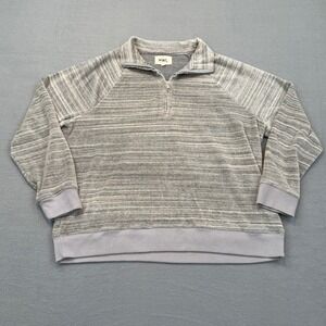 Madewell MWL Sweatshirt Womens Large Grey Space Dye Quarter Zip Pullover NB271